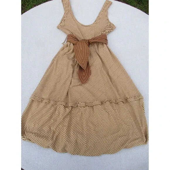Plenty By Tracy Reese Tank Top Mini Dress Women’s Sm Brown/Cream Striped Bubble - Picture 2 of 15